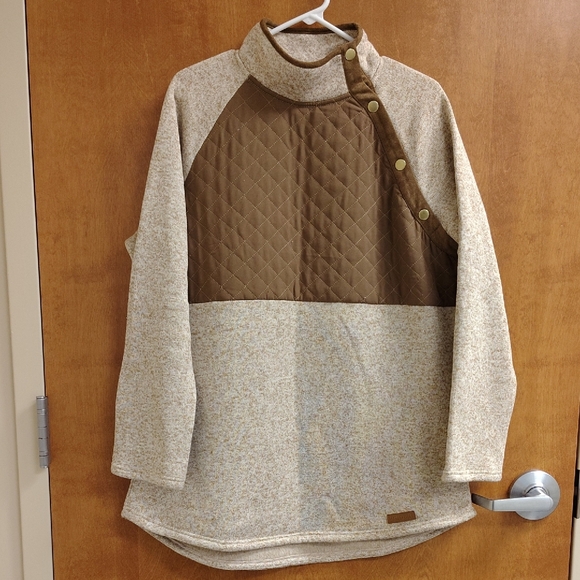 Marleylilly Tops - MarleyLilly Brown and Cream Quilted Fleece Pullover
